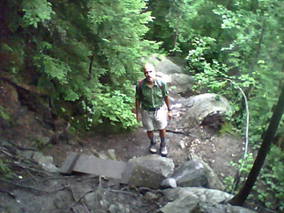 Chris at bottom of ladder - taken with cell phone