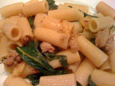 Pasta with Sausage and Swiss Chard