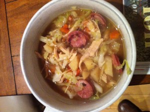 Chicken Soup with Cabbage and Apple