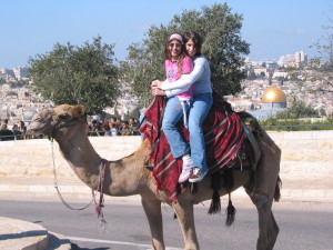 Girls on a Camel on Mt. of Olives