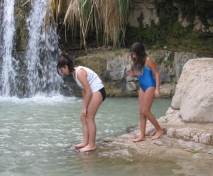 Girls Testing the Water