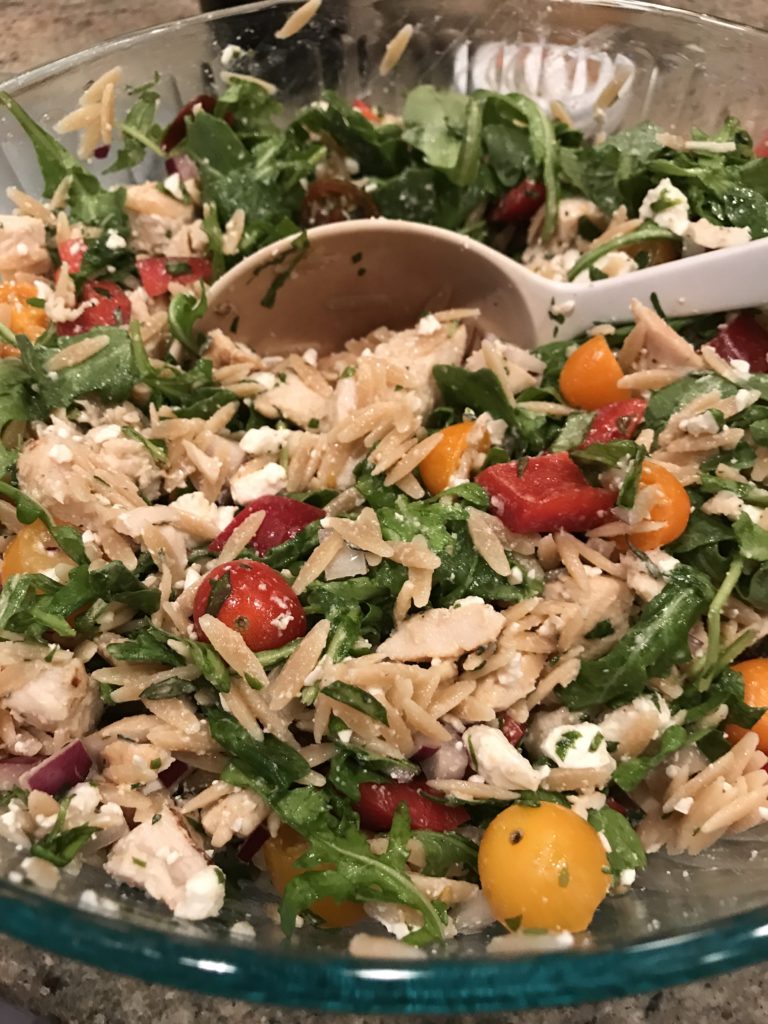 Arugula, chicken and orzo salad