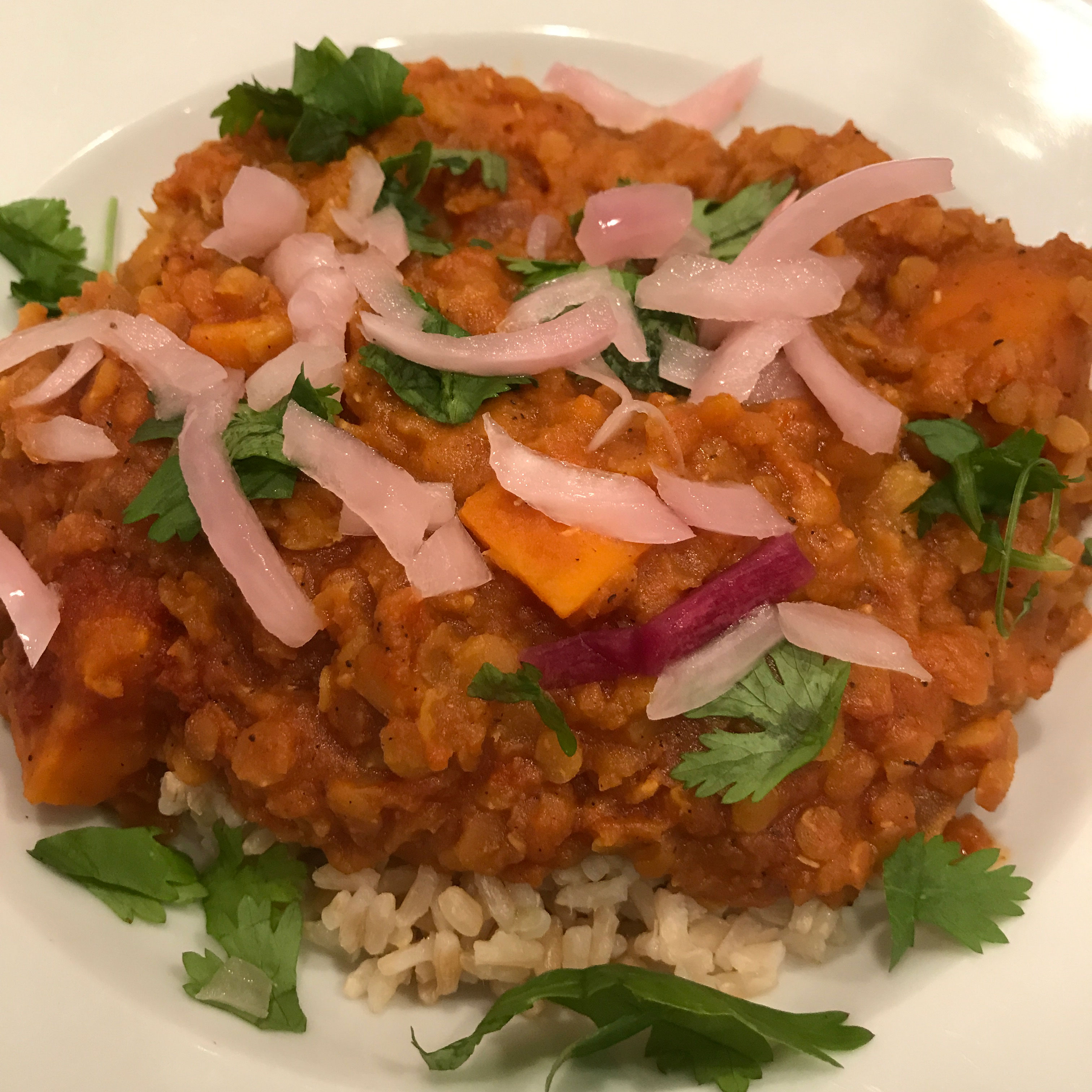 sweet potatoe red lentil curry